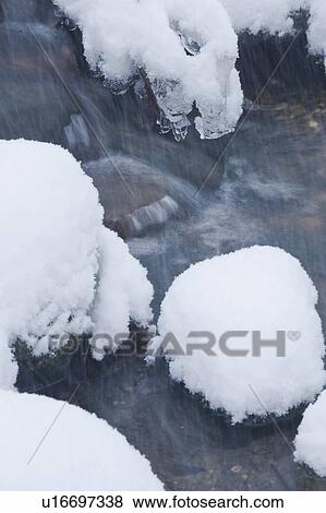 Snowy stream in winter View Large Photo Image Stock Photo - Snowy stream in winter. Fotosearch