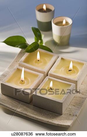Stock Photograph - Spa candles. Fotosearch