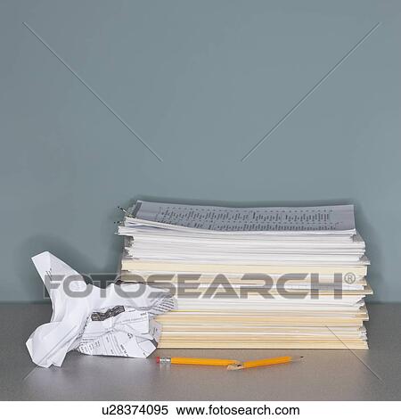 Stack of paperwork and broken pencil View Large Photo Image Stock Photography - Stack of paperwork and broken pencil. Fotosearch