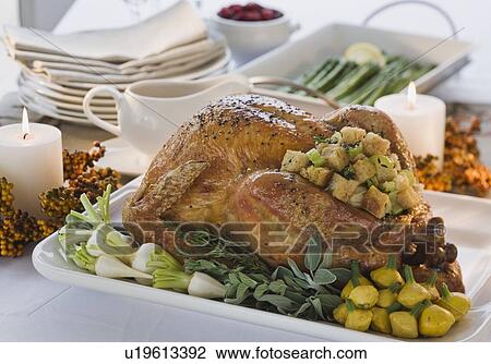 Thanksgiving dinner on table View Large Photo Image Stock Image - Thanksgiving dinner on table. Fotosearch