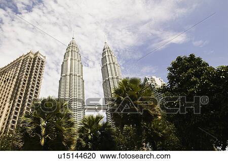 Twin highrise buildings and palm trees View Large Photo Image Stock Image - Twin highrise buildings and palm trees. Fotosearch
