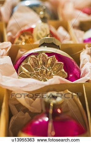 Stock Image - Vintage Christmas ornaments. Fotosearch