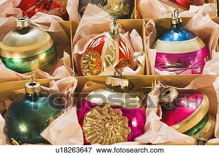 Vintage Christmas ornaments View Large Photo Image Stock Photo - Vintage Christmas ornaments. Fotosearch