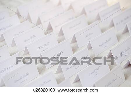 Stock Image - Wedding table place cards. Fotosearch