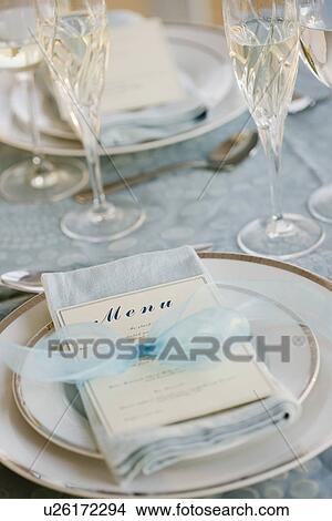 Picture - Wedding table placesetting. Fotosearch