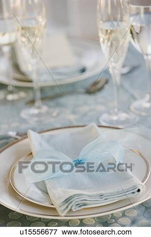 Wedding table placesetting View Large Photo Image Stock Photo - Wedding table placesetting. Fotosearch