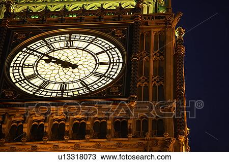 Stock Image - Big Ben Illuminated At Night, London, England. Fotosearch