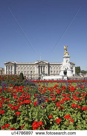 Buckingham Palace With Flowers Blooming In The Queen's Garden, London, England View Large Photo Image Stock Photo - Buckingham Palace With Flowers Blooming In The Queen's Garden, London, England. Fotosearch