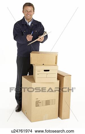 Picture - Courier Delivering Parcels. Fotosearch
