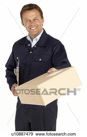 Stock Photo - Courier Handing Over A Parcel. Fotosearch