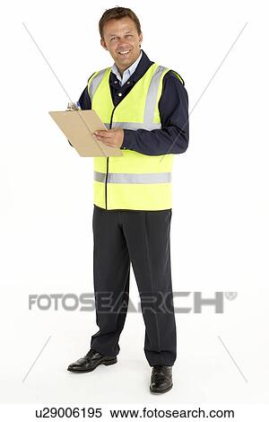 Courier Writing On A Clipboard View Large Photo Image Stock Photography - Courier Writing On A Clipboard. Fotosearch