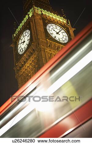 Double Decker Bus Speeding Past Big Ben, London, England View Large Photo Image Stock Image - Double Decker Bus Speeding Past Big Ben, London, England. Fotosearch