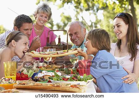 Family Dining Al Fresco View Large Photo Image Stock Image - Family Dining Al Fresco. Fotosearch