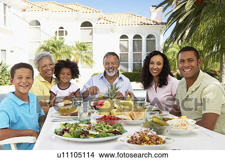 Picture - Family Eating An Al Fresco Meal. Fotosearch