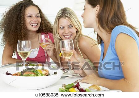 Stock Photography - Friends Having Lunch Together At Home. Fotosearch