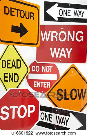 Stock Image - Group Of Road Signs. Fotosearch