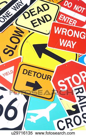 Stock Photography - Group Of Road Signs. Fotosearch