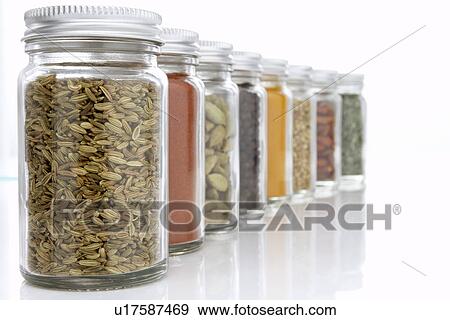 Jars Of Herbs And Spices View Large Photo Image Stock Photo - Jars Of Herbs And Spices. Fotosearch