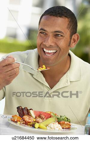 Mid Adult Man Dining Al Fresco View Large Photo Image Stock Image - Mid Adult Man Dining Al Fresco. Fotosearch