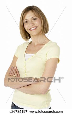Stock Photo - Middle Aged Woman Smiling. Fotosearch