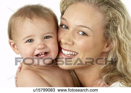 Stock Image - Mother And Child Smiling. Fotosearch