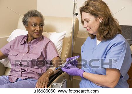 Stock Image - Nurse Giving Patient Injection. Fotosearch