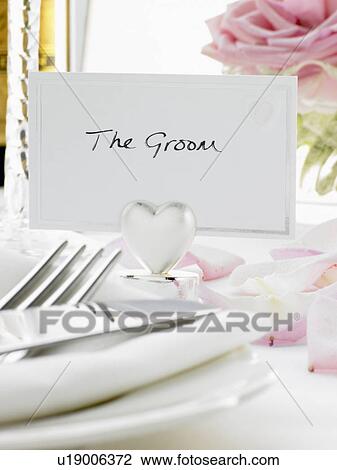 Place Settings For Bride And Groom At Reception View Large Photo Image Stock Image - Place Settings For Bride And Groom At Reception. Fotosearch