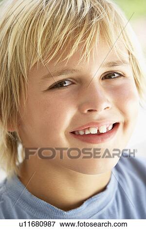 Stock Photo - Portrait Of Boy Smiling. Fotosearch