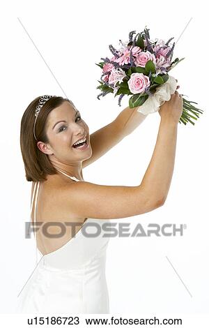 Portrait Of Bride Holding Bouquet Of Flowers View Large Photo Image Stock Image - Portrait Of Bride Holding Bouquet Of Flowers. Fotosearch