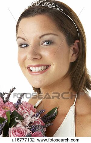 Portrait Of Bride Holding Bouquet Of Flowers View Large Photo Image Stock Image - Portrait Of Bride Holding Bouquet Of Flowers. Fotosearch