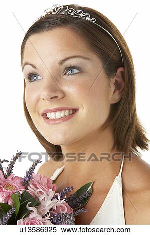 Portrait Of Bride Holding Bouquet Of Flowers View Large Photo Image Stock Photography - Portrait Of Bride Holding Bouquet Of Flowers. Fotosearch