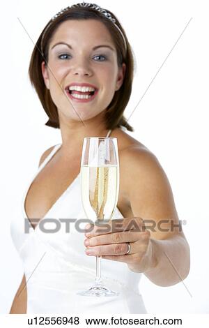 Portrait Of Bride Toasting With Wine Glass View Large Photo Image Stock Photo - Portrait Of Bride Toasting With Wine Glass. Fotosearch