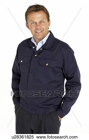 Stock Photography - Portrait Of Courier Smiling At The Camera. Fotosearch