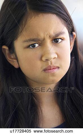 Portrait Of Girl Frowning View Large Photo Image Stock Photography - Portrait Of Girl Frowning. Fotosearch