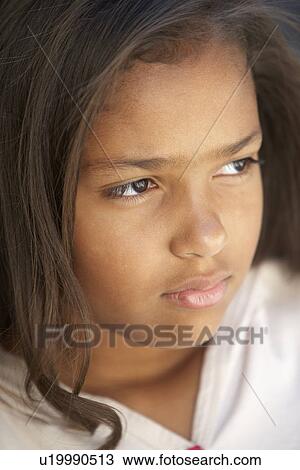 Portrait Of Girl Looking Thoughtful View Large Photo Image Stock Image - Portrait Of Girl Looking Thoughtful. Fotosearch