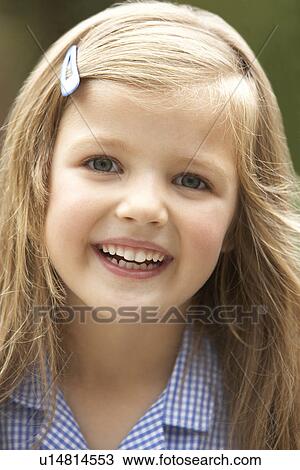 Stock Image - Portrait Of Girl Smiling. Fotosearch