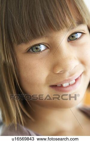 Stock Image - Portrait Of Girl Smiling. Fotosearch