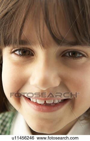 Stock Photograph - Portrait Of Girl Smiling. Fotosearch