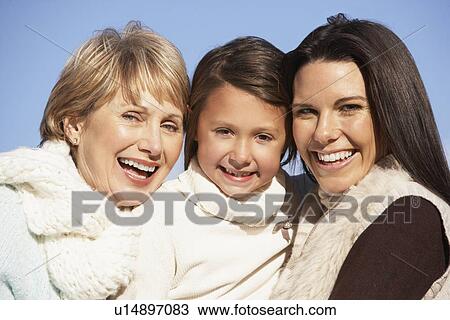 Stock Image - Portrait Of Grandmother, Mother And Daughter. Fotosearch