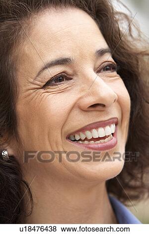 Portrait Of Middle Aged Woman Smiling View Large Photo Image Stock Photo - Portrait Of Middle Aged Woman Smiling. Fotosearch
