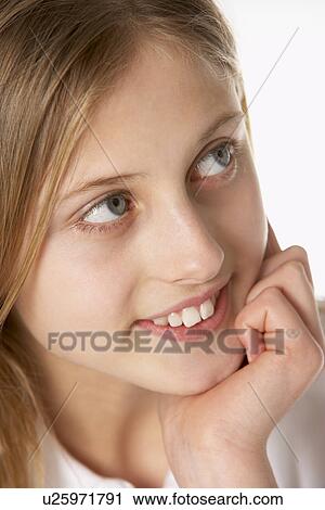 Portrait Of Pre-Teen Girl Smiling View Large Photo Image Stock Image - Portrait Of Pre-Teen Girl Smiling. Fotosearch