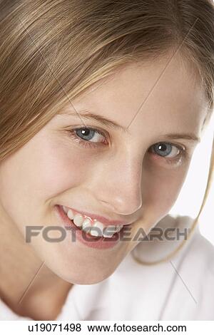 Portrait Of Pre-Teen Girl Smiling View Large Photo Image Stock Photo - Portrait Of Pre-Teen Girl Smiling. Fotosearch