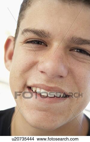 Portrait Of Teenage Boy Smiling View Large Photo Image Picture - Portrait Of Teenage Boy Smiling. Fotosearch