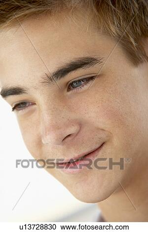 Portrait Of Teenage Boy Smiling View Large Photo Image Stock Image - Portrait Of Teenage Boy Smiling. Fotosearch