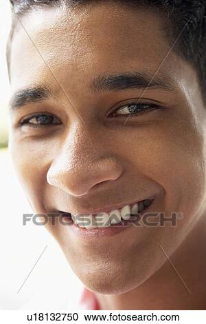Stock Image - Portrait Of Teenage Boy Smiling. Fotosearch