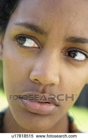 Portrait Of Teenage Girl Looking Pensive View Large Photo Image Stock Photography - Portrait Of Teenage Girl Looking Pensive. Fotosearch