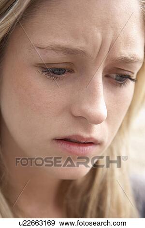 Portrait Of Teenage Girl Looking Upset View Large Photo Image Stock Photo - Portrait Of Teenage Girl Looking Upset. Fotosearch