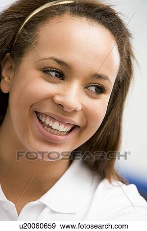 Portrait Of Teenage Girl Smiling View Large Photo Image Stock Photo - Portrait Of Teenage Girl Smiling. Fotosearch