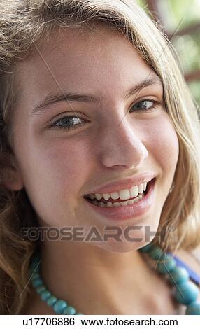 Portrait Of Teenage Girl Smiling View Large Photo Image Stock Photograph - Portrait Of Teenage Girl Smiling. Fotosearch