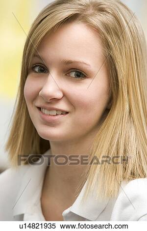 Portrait Of Teenage Girl Smiling View Large Photo Image Stock Photography - Portrait Of Teenage Girl Smiling. Fotosearch